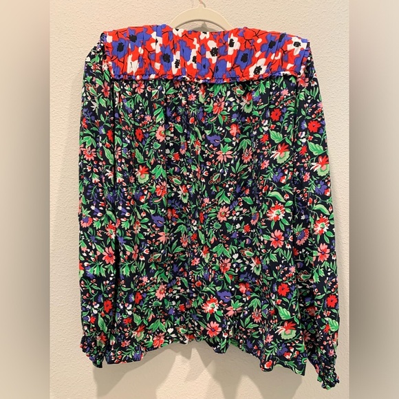 Zara Floral Top with Shoulder Pads Small - Picture 2 of 7